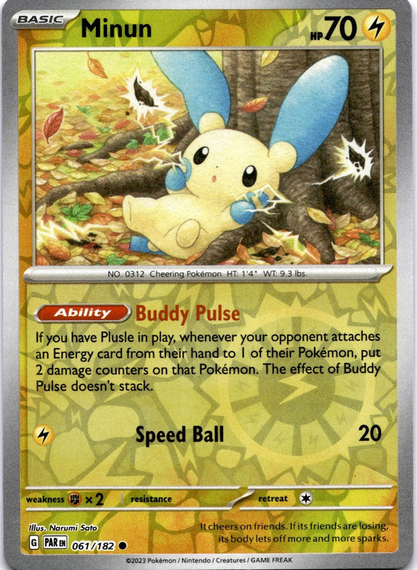 Pokemon Minun 061/182 Paradox Rift Reverse Holo NM