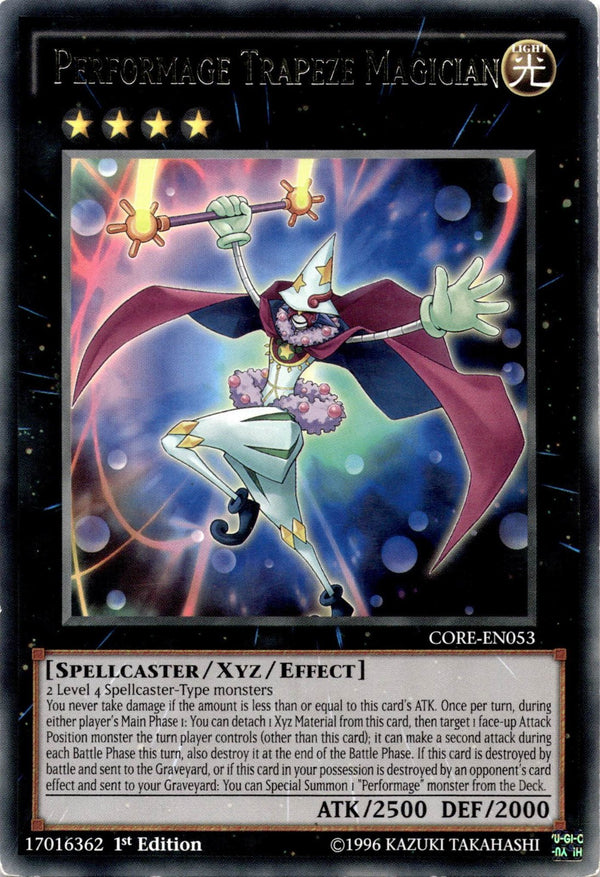 Yugioh Performage Trapeze Magician CORE-EN053 Rare 1st Edition HP