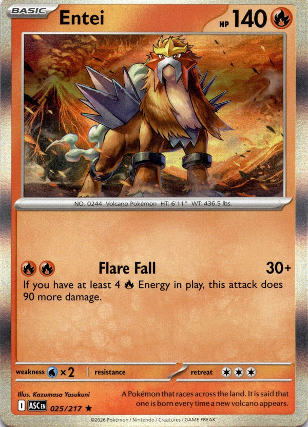 Pokemon Entei 025/217 Ascended Heroes Holo NM