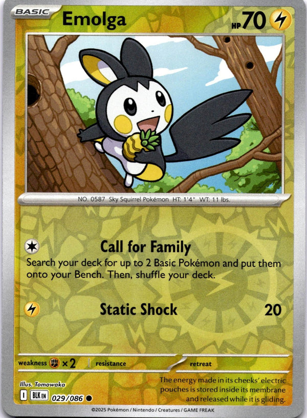Pokemon Emolga 029/086 Black Bolt Reverse Holo NM