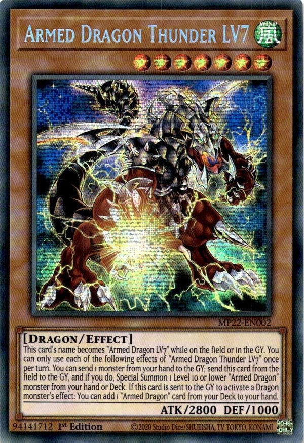 Yugioh Armed Dragon Thunder LV7 MP22-EN002 Secret Rare 1st Edition NM