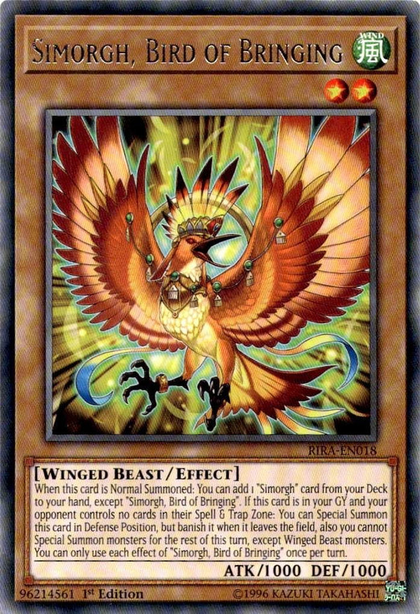 Yugioh Simorgh, Bird of Bringing RIRA-EN018 Rare 1st Edition NM