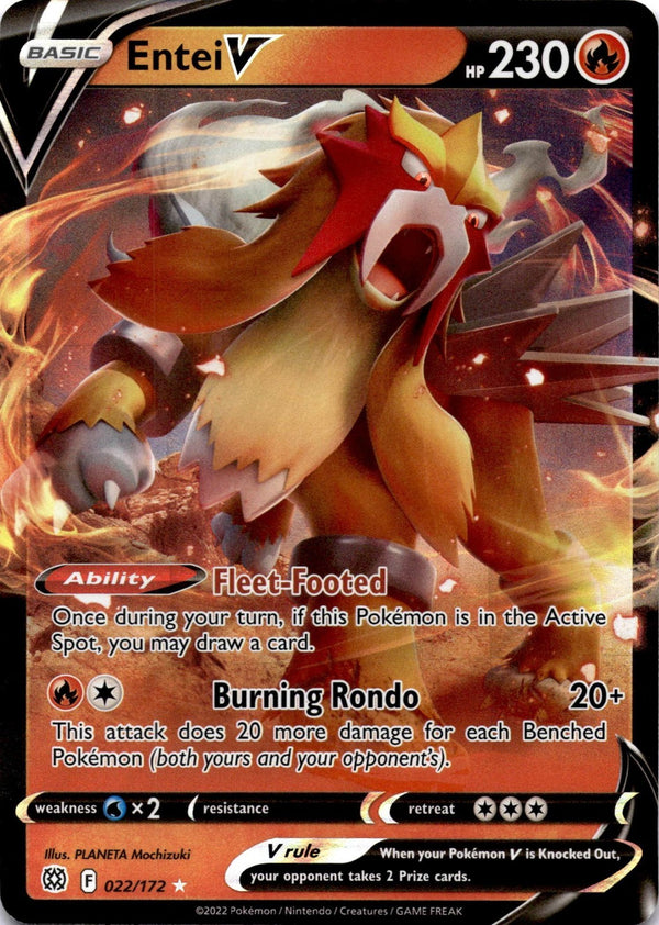 Pokemon Entei V 022/172 Brilliant Stars Full Art Holo NM