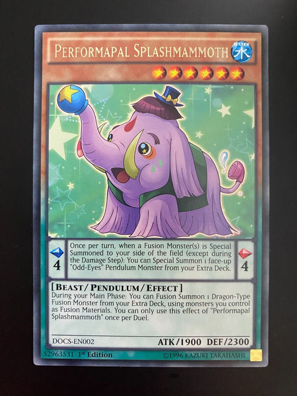 Yugioh Performapal Splashmammoth DOCS-EN002 Rare 1st Edition NM