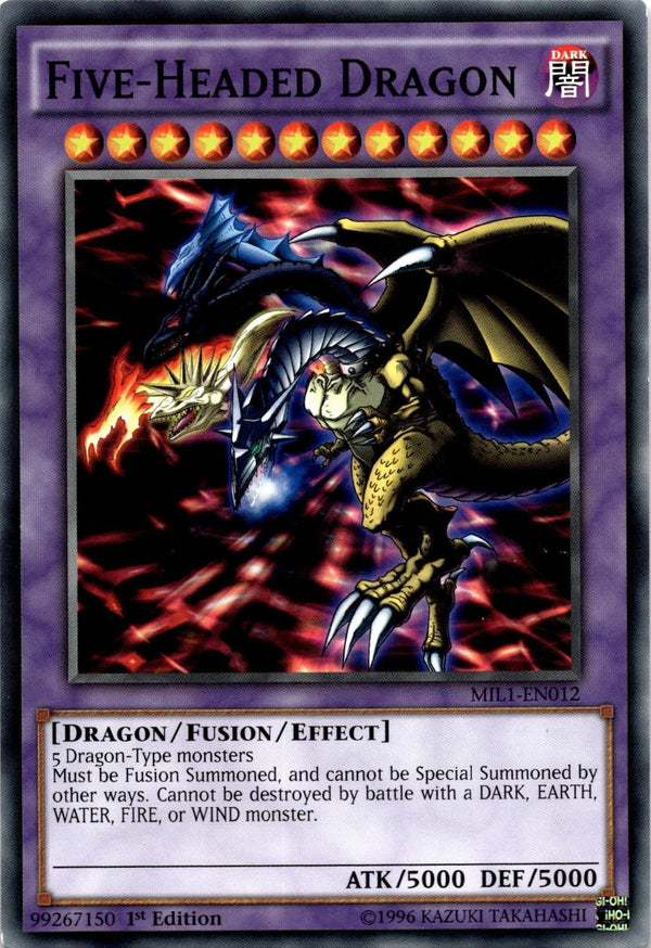 Yugioh Five-Headed Dragon MIL1-EN012 Common 1st Edition LP