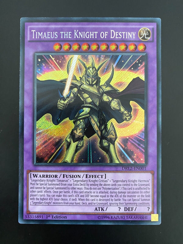 Yugioh Timaeus the Knight of Destiny DRL2-EN001 Secret Rare 1st Edition LP/VLP