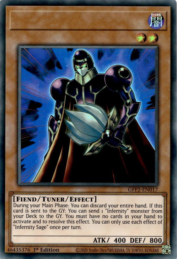 Yugioh Infernity Sage GFP2-EN017 Ultra Rare Name Indent Misprint 1st Edition NM
