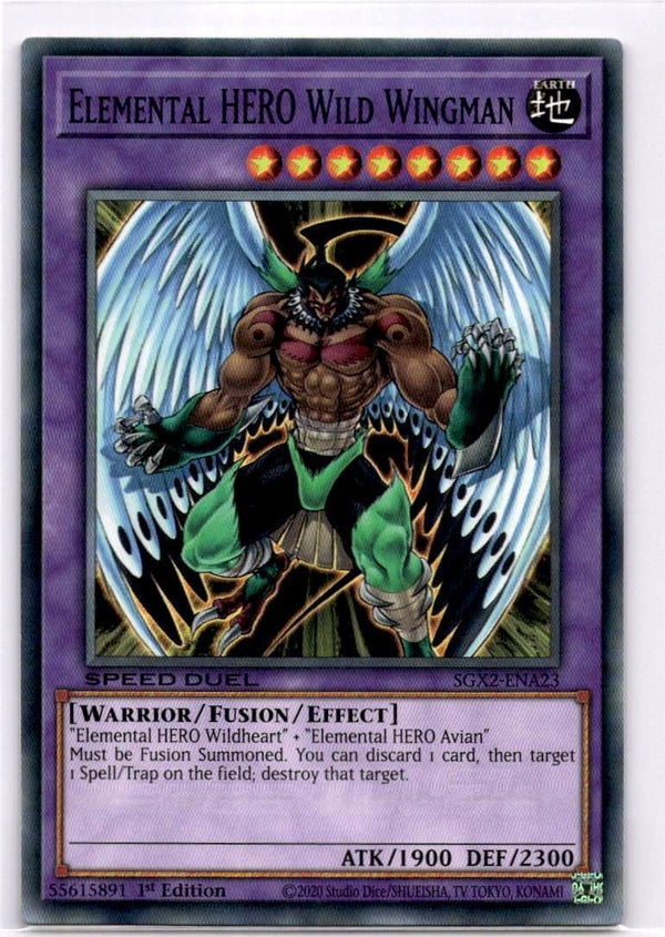 Yugioh Elemental HERO Wild Wingman SGX2-ENA23 Common 1st Edition NM