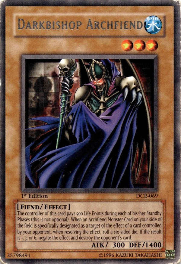 Yugioh Darkbishop Archfiend DCR-069 Rare 1st Edition DAMAGED