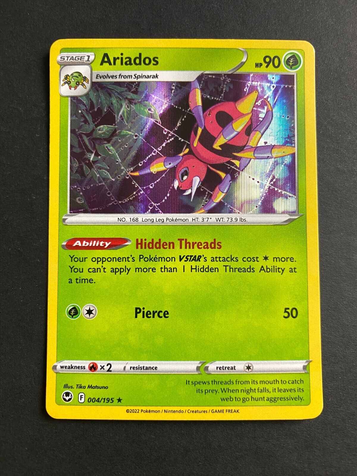 Pokemon Ariados 004/195 Silver Tempest Holo NM