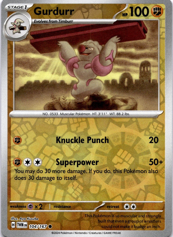 Pokemon Gurdurr 104/167 Twilight Masquerade Reverse Holo NM