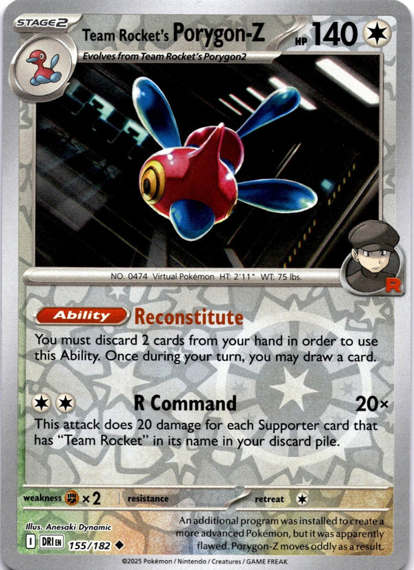Pokemon Team Rocket's Porygon-Z 155/182 Destined Rivals Reverse Holo NM