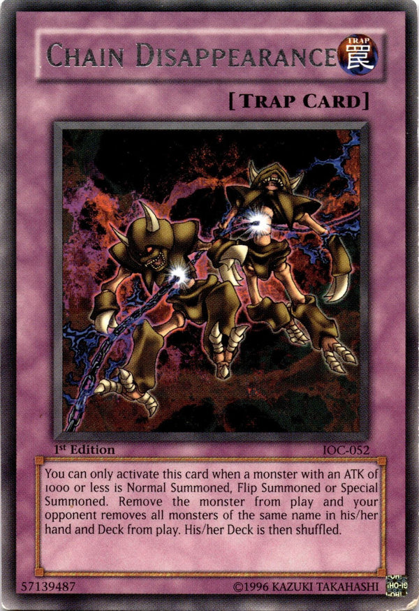 Yugioh Chain Disappearance IOC-052 Rare 1st Edition MP