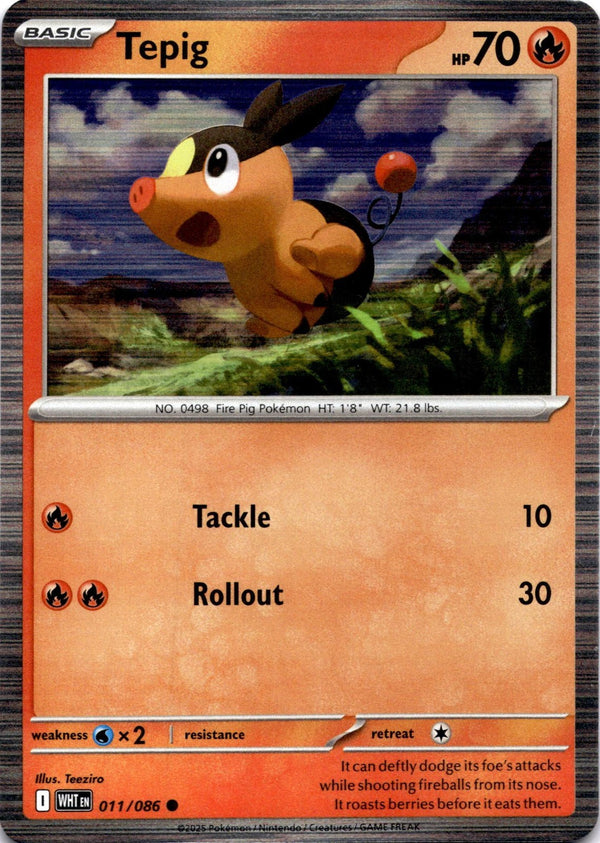 Pokemon Tepig 011/086 White Flare Holo NM