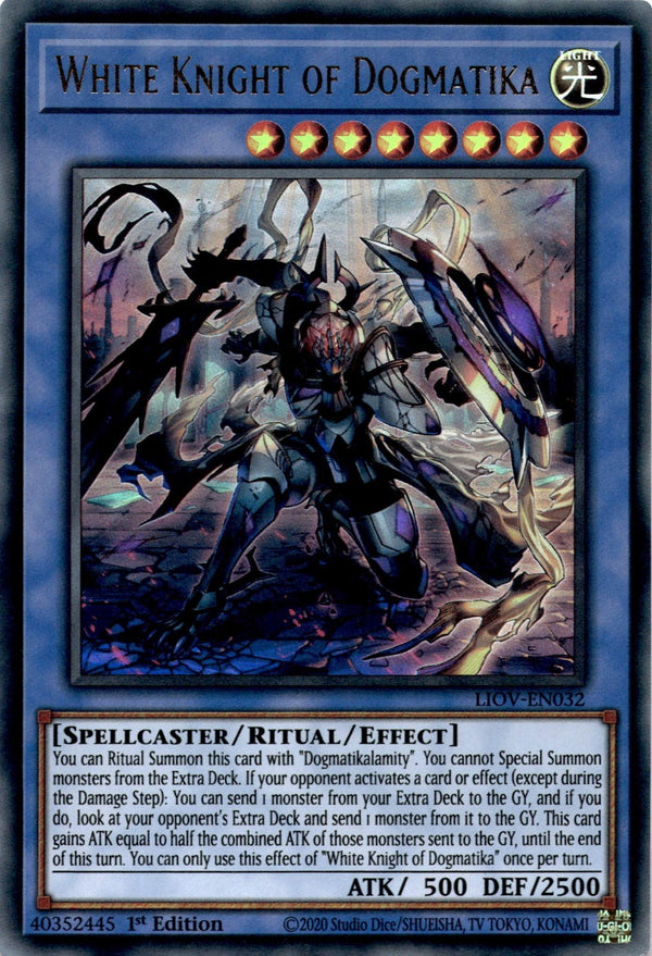 Yugioh White Knight of Dogmatika LIOV-EN032 Ultra Rare 1st Edition LP