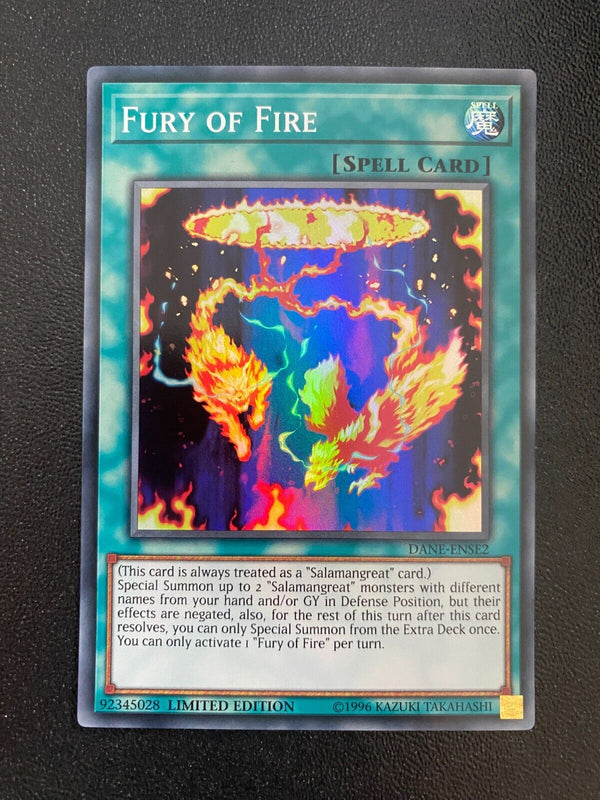 Yugioh Fury of Fire DANE-ENSE2 Super Rare 1st Edition NM/MINT