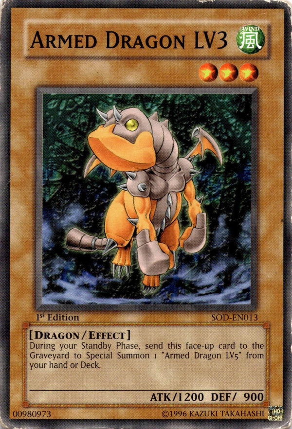 Yugioh Armed Dragon LV3 SOD-EN013 Common 1st Edition DAMAGED
