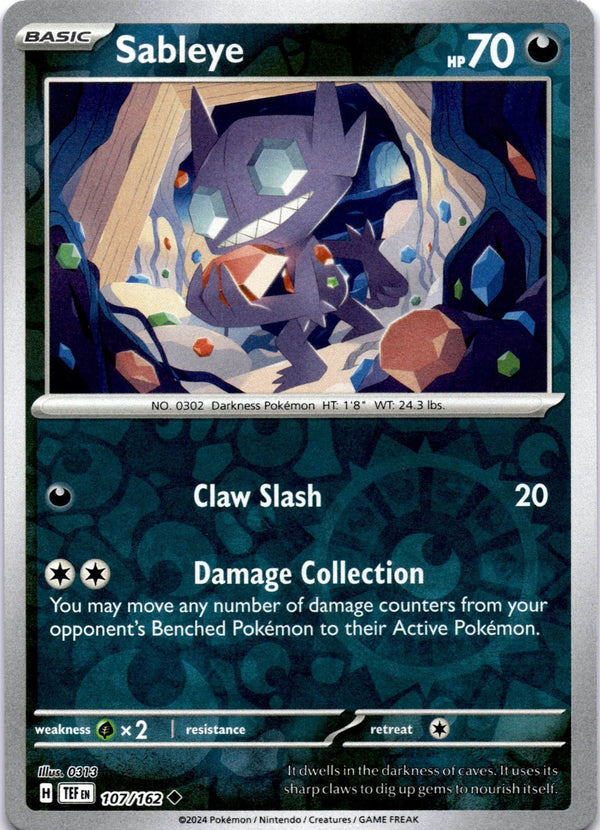 Pokemon Sableye 107/162 Temporal Forces Reverse Holo NM