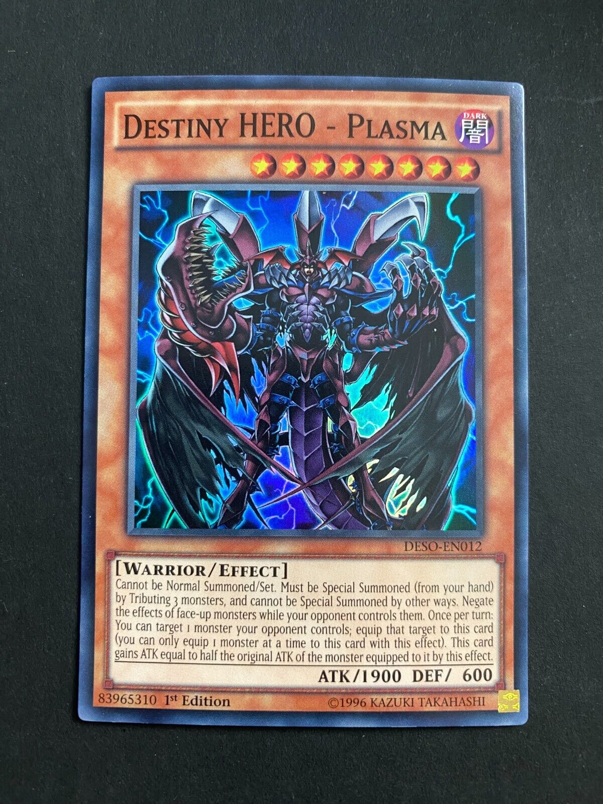 Yugioh Destiny HERO - Plasma DESO-EN012 Super Rare 1st Edition LP