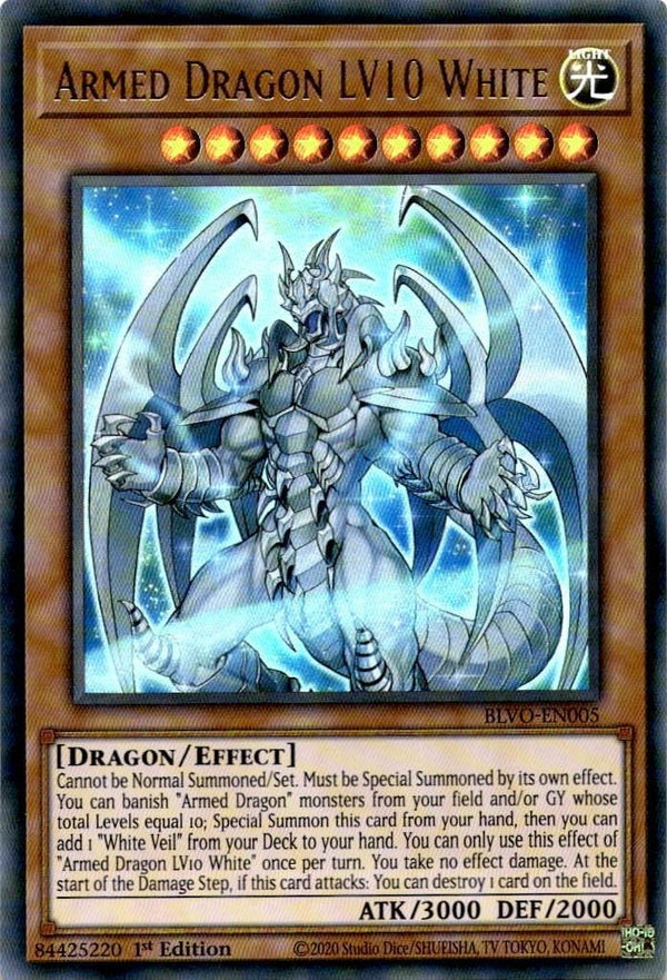 Yugioh Armed Dragon LV10 White BLVO-EN005 Ultra Rare 1st Edition NM