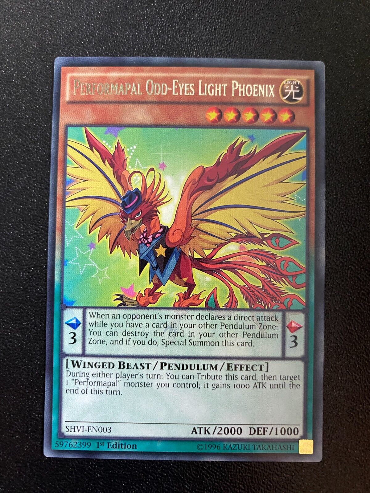 Yugioh Performapal Odd-Eyes Light Phoenix SHVI-EN003 Rare 1st Edition VLP/NM