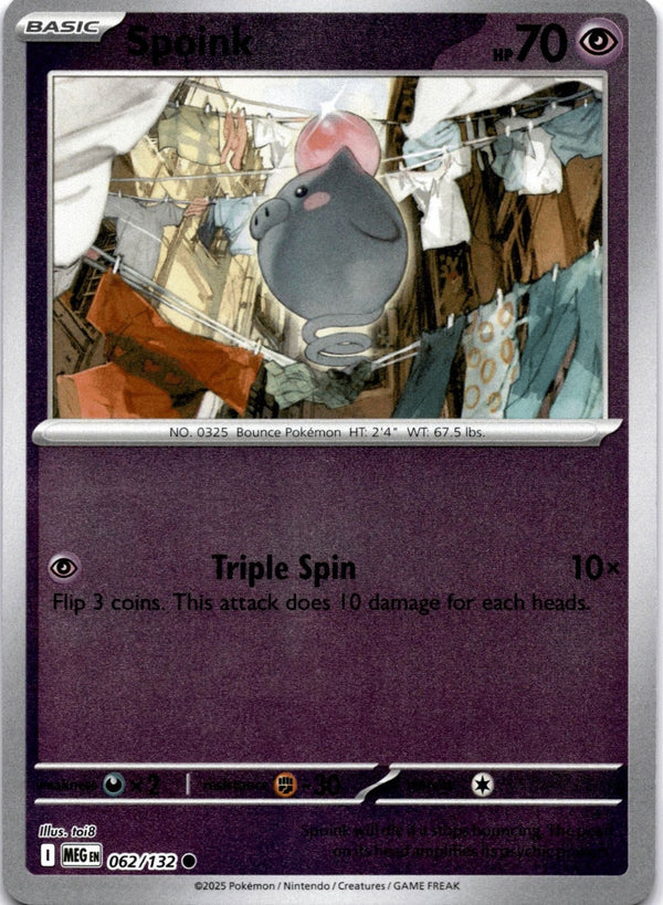 Pokemon Spoink 062/132 Mega Evolution Reverse Holo NM