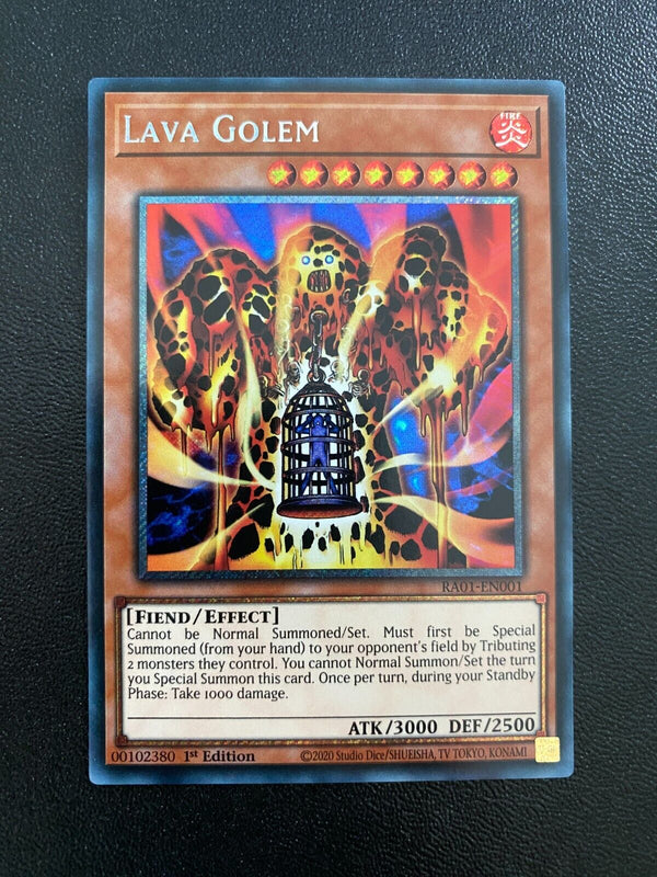 Yugioh Lava Golem RA01-EN001 Platinum Secret Rare 1st Edition NM