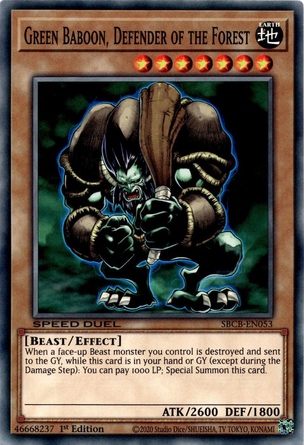 Yugioh Green Baboon, Defender of the Forest SBCB-EN053 Common 1st Edition NM