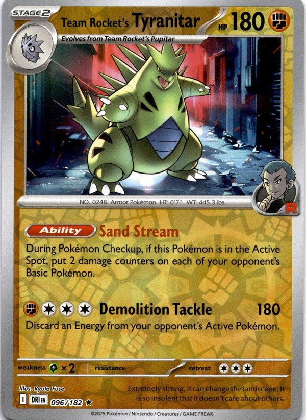 Pokemon Team Rocket's Tyranitar 096/182 Destined Rivals Reverse Holo NM