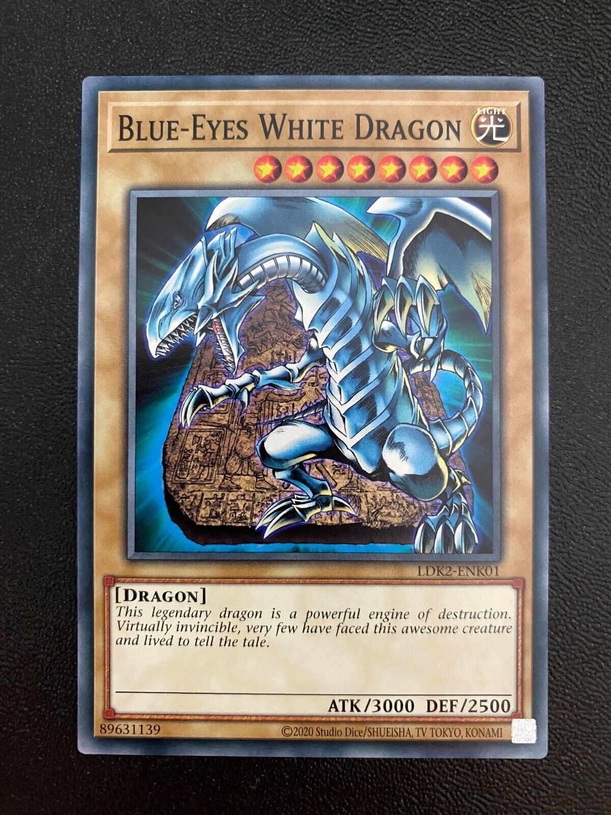 Yugioh Blue-Eyes White Dragon (Tablet Art) LDK2-ENK01 Common Unlimited Ed NM