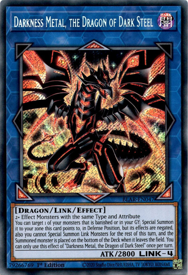 Yugioh Darkness Metal, the Dragon of Dark Steel BLAR-EN047 Secret Rare 1st Ed NM