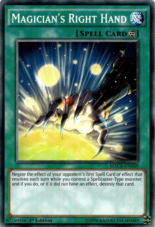 Yugioh Magician's Right Hand MACR-EN049 Common 1st Edition LP