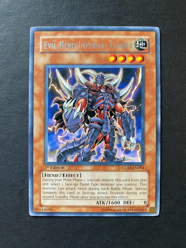 Yugioh Evil Hero Infernal Gainer GLAS-EN004 Rare 1st Edition NM