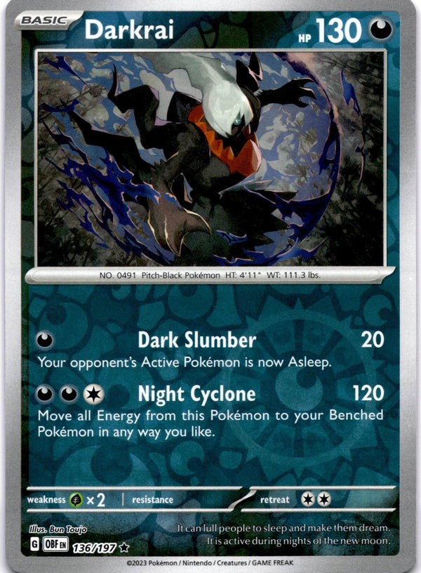 Pokemon Darkrai 136/197 Obsidian Flames Reverse Holo NM