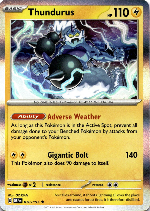 Pokemon Thundurus 070/197 Obsidian Flames Holo NM