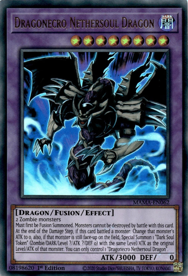 Yugioh Dragonecro Nethersoul Dragon MAMA-EN062 Ultra Rare 1st Edition NM