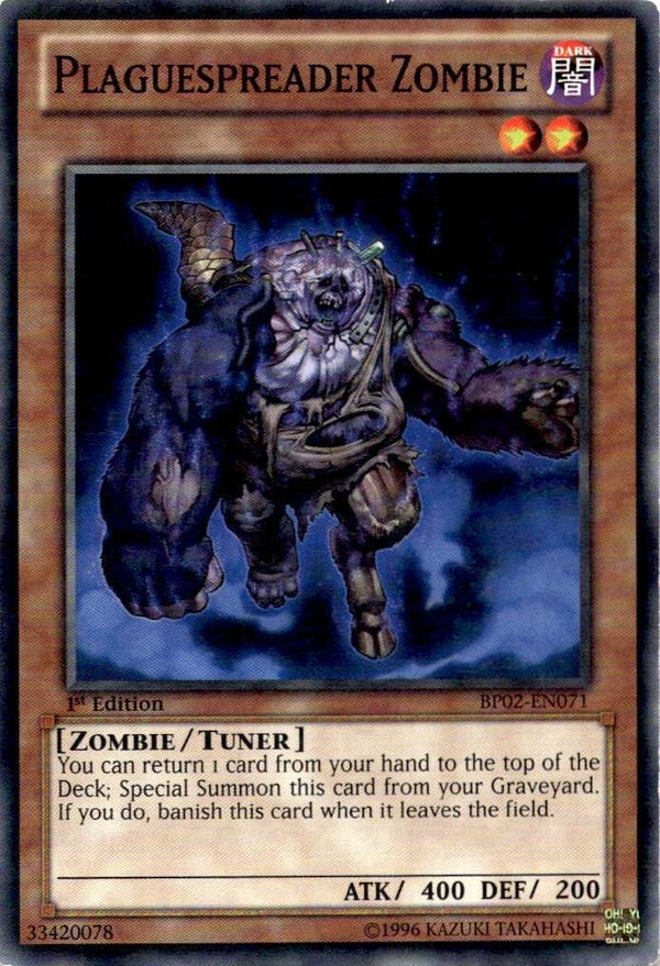 Yugioh Plaguespreader Zombie BP02-EN071 Mosaic Rare 1st Edition HP/MP