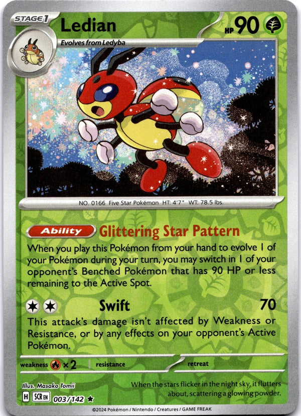 Pokemon Ledian 003/142 Stellar Crown Reverse Holo NM