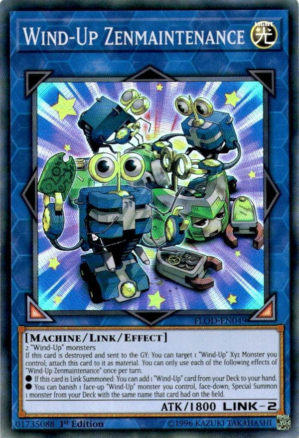 Yugioh Wind-Up Zenmaintenance FLOD-EN049 Super Rare 1st Edition LP
