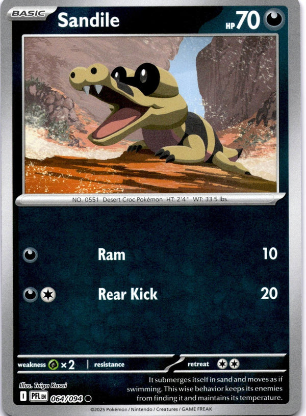Pokemon Sandile 064/094 Phantasmal Flames Reverse Holo NM