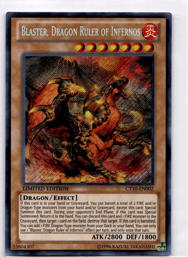 Yugioh Blaster, Dragon Ruler of Infernos CT10-EN002 Secret Rare Limited VLP/NM