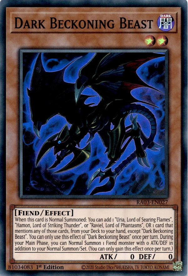 Yugioh Dark Beckoning Beast RA03-EN027 Super Rare 1st Edition NM