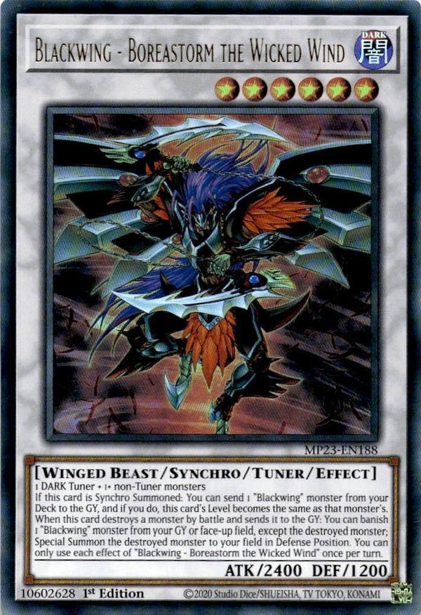 Yugioh Blackwing - Boreastorm the Wicked Wind MP23-EN188 Ultra Rare 1st Ed NM