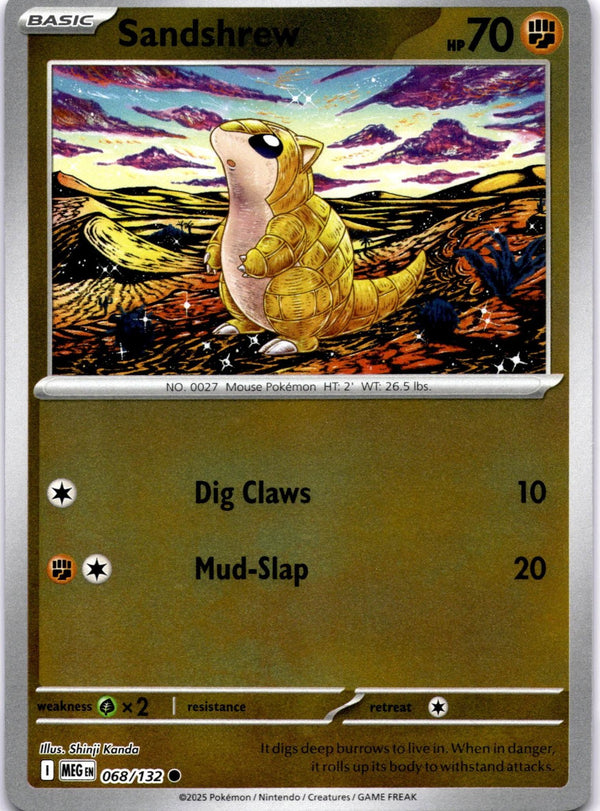 Pokemon Sandshrew 068/132 Mega Evolution Reverse Holo NM