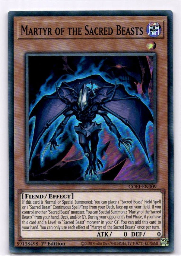 Yugioh Martyr of the Sacred Beasts CORI-EN009 Super Rare 1st Edition NM
