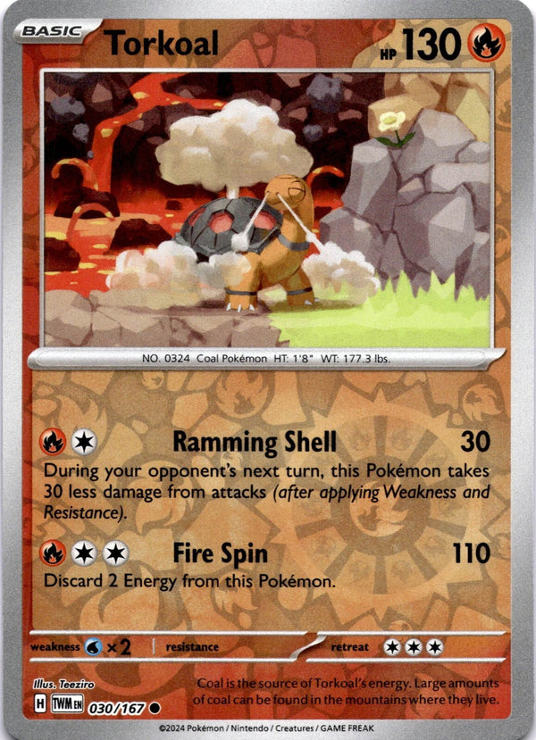 Pokemon Torkoal 030/167 Twilight Masquerade Reverse Holo NM