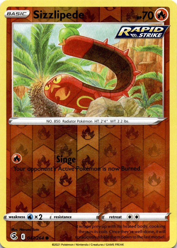 Pokemon Sizzlipede 047/264 Fusion Strike Reverse Holo MP