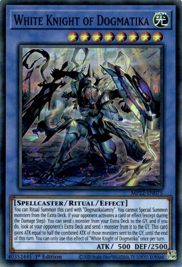 Yugioh White Knight of Dogmatika MP22-EN075 Super Rare 1st Edition NM