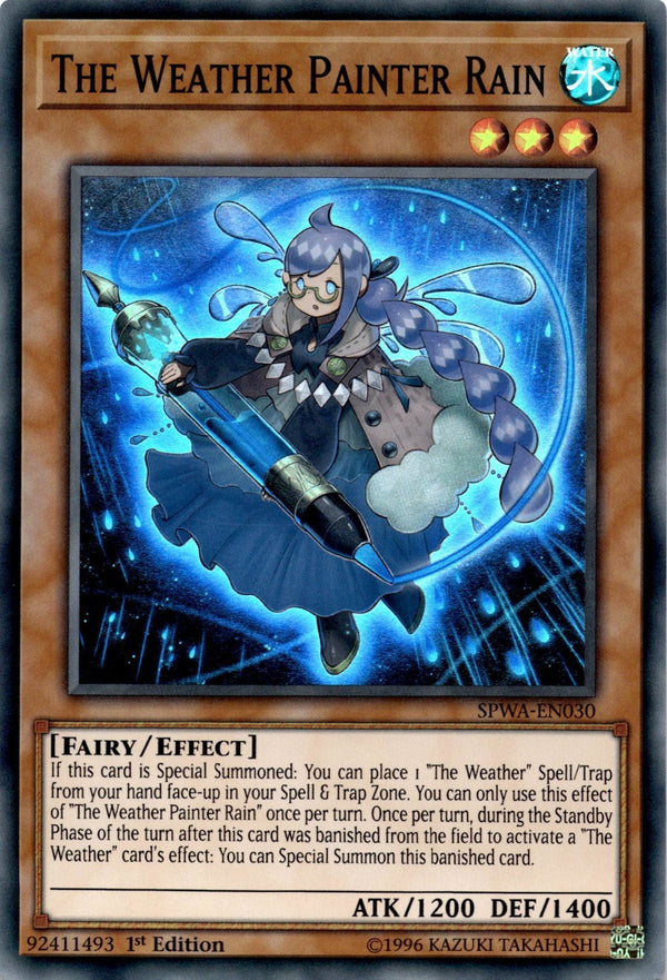 Yugioh The Weather Painter Rain SPWA-EN030 Super Rare 1st Edition VLP/NM