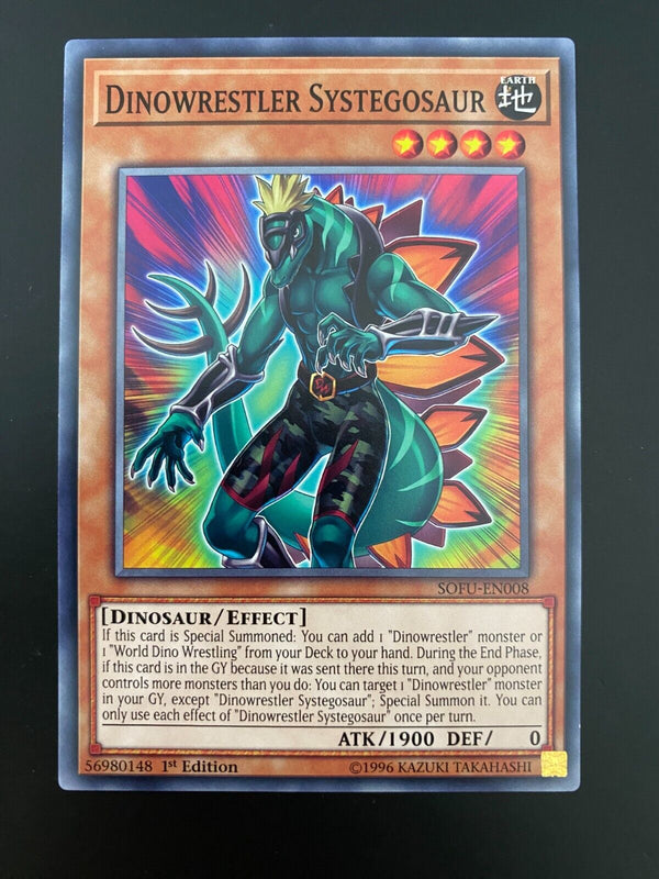 Yugioh Dinowrestler Systegosaur SOFU-EN008 Common 1st Edition NM